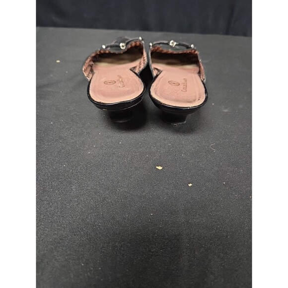 Cole Haan Women's Size 9 Black Pink Suede Slip On Pointy Toe Kitten Heel Mules - Picture 4 of 7
